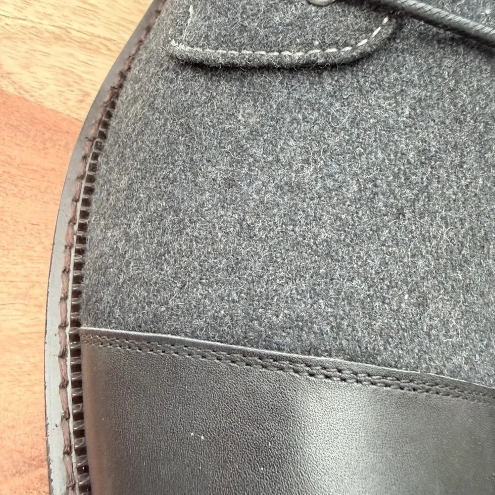 Vintage Foundry Co Remington‎ Black Leather Grey Wool Size 10 Cap Toe Boots  NIB